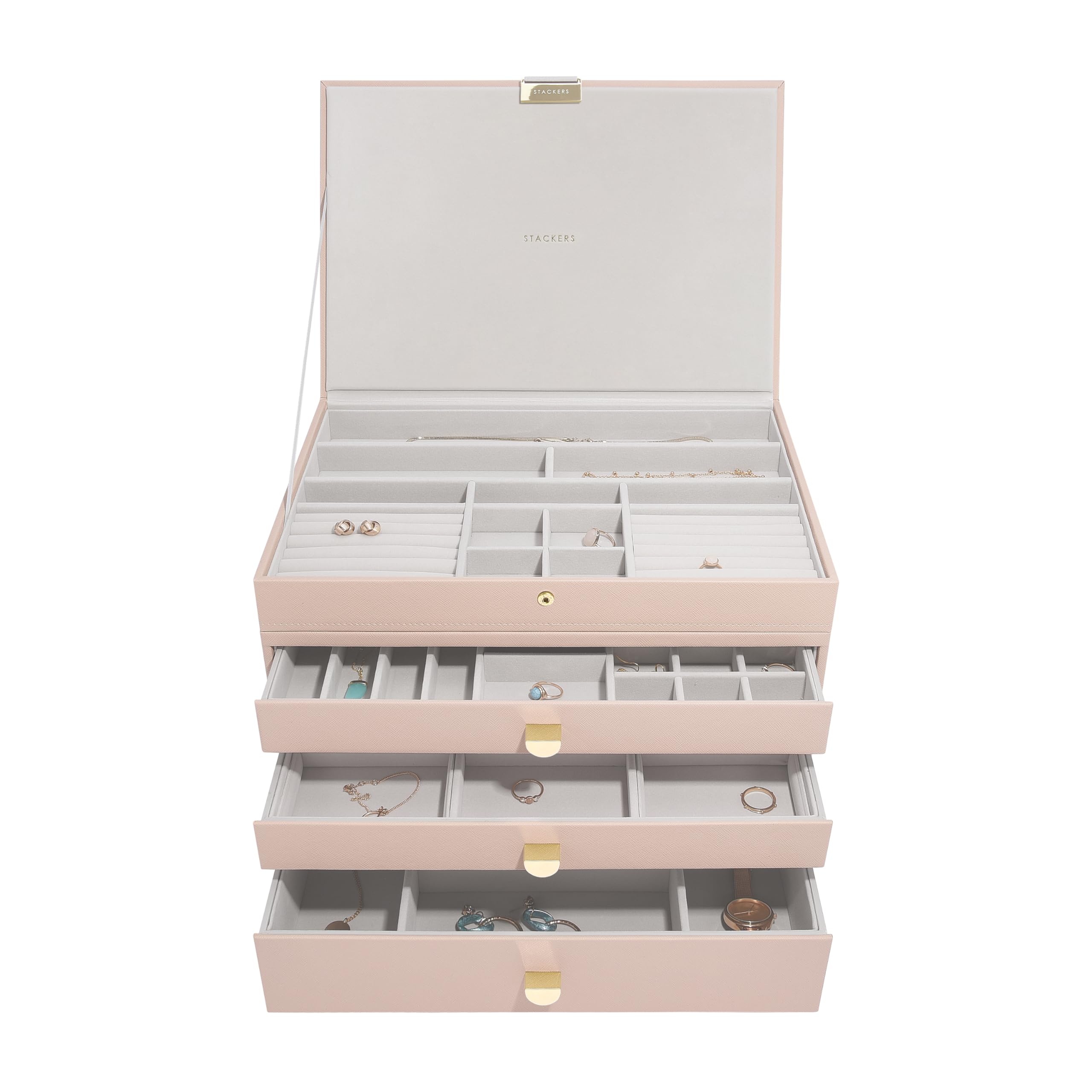 Stackers Oatmeal Blush + Champagne Gold Supersize Hybrid Set Of 4