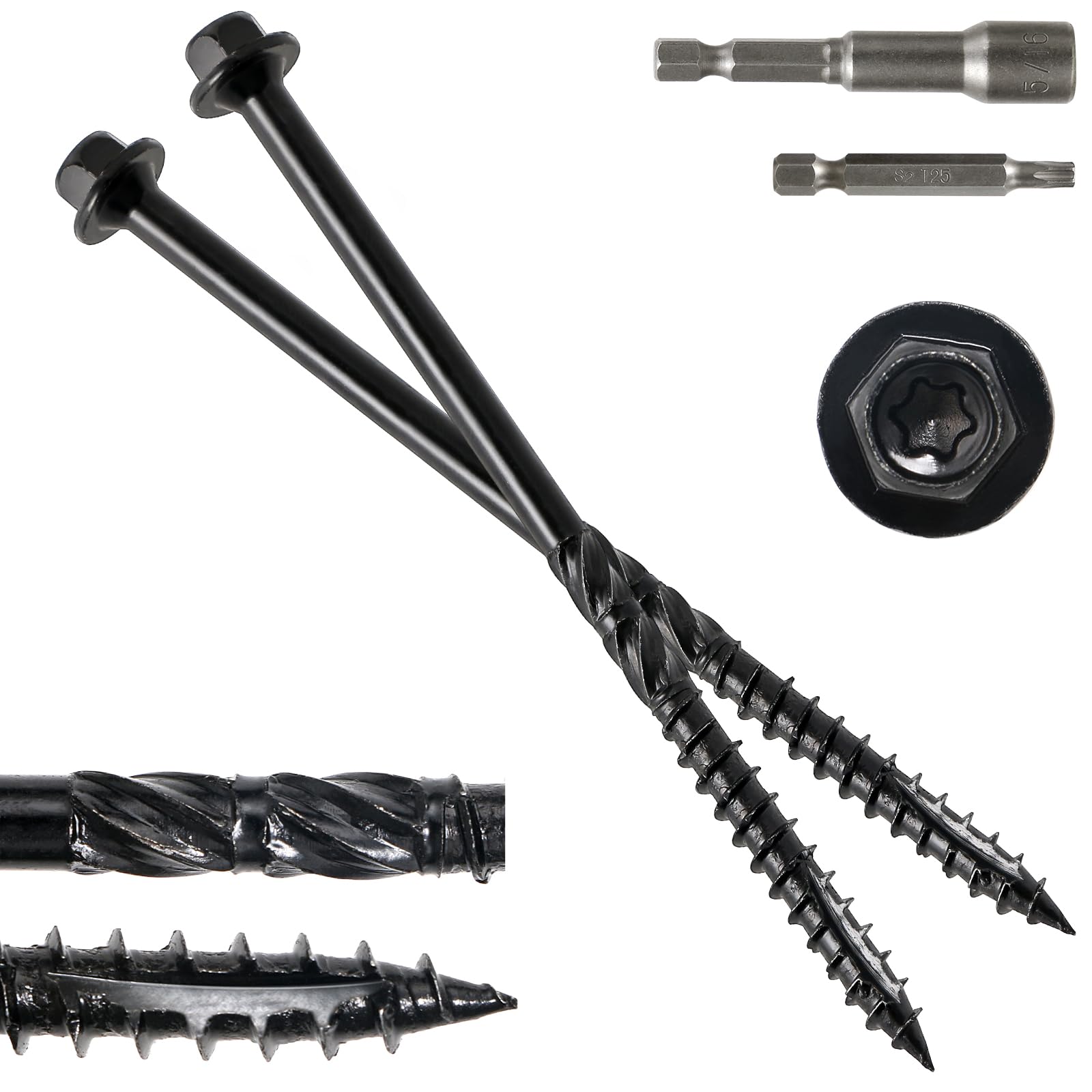 Photo 1 of #14 x 6 Wood Structural Screws 50 Pack Hex Head Lag Screws, Rust Resistant Timber Screws for Timber/Log/Landscaping Wood