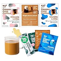 Vista 12 de Copper Cow Coffee Vierta sobre bolsas de café vietnamita + cremas de leche condensada endulzada (8 cafés y 8 cremas de leche) Lattes de vainilla