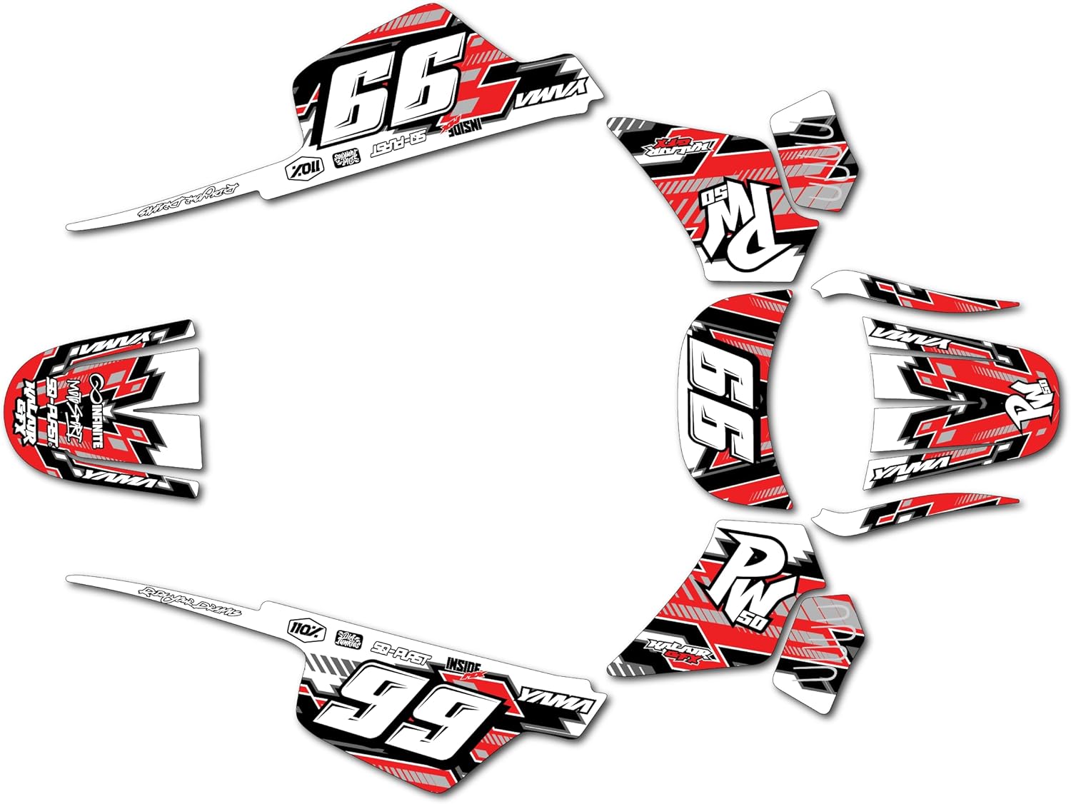 Graphics Kit for Yamaha PW 50 (AllYears) INCISION Series Blue 16 Mil - Dirt bike Custom Racing Graphics Decals Stickers Kit, no-plastics