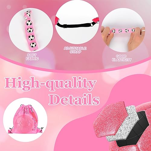 Miniatura 3 de DLUGOPIS Juego de balón de fútbol rosa tamaño 4 para niños, pelota de fútbol para niños, pelota de fútbol juvenil con accesorios de fútbol, bolsa de