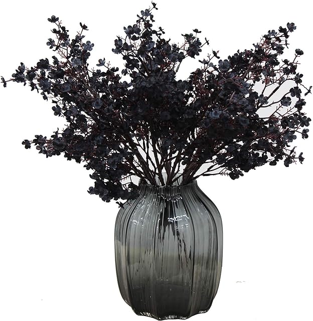 JAKY-Global Babys Breath Gypsophila Artificial Flowers 6 Bundle European Fake Silk Plants Decor Wedding Party Decoration Bouquets Real Touch DIY Home Garden (Black)