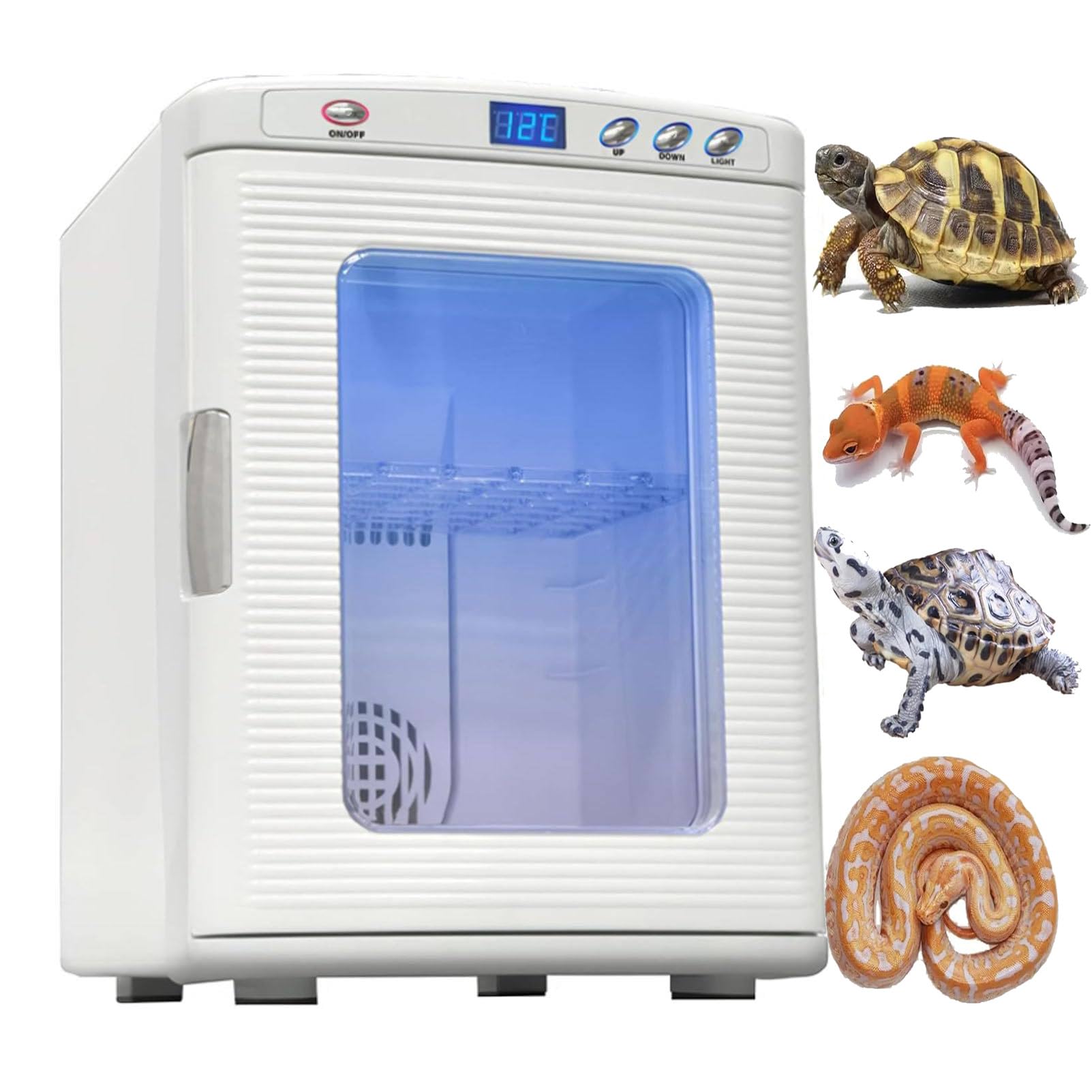 25L Reptile Egg Incubator with Digital Temperature Control(5-60°C) - for Snake,Tortoise,and Lizard Breeding - Herp Nursery Hatch with LED Display, Auto-Turn,and Dual Ventilation,B