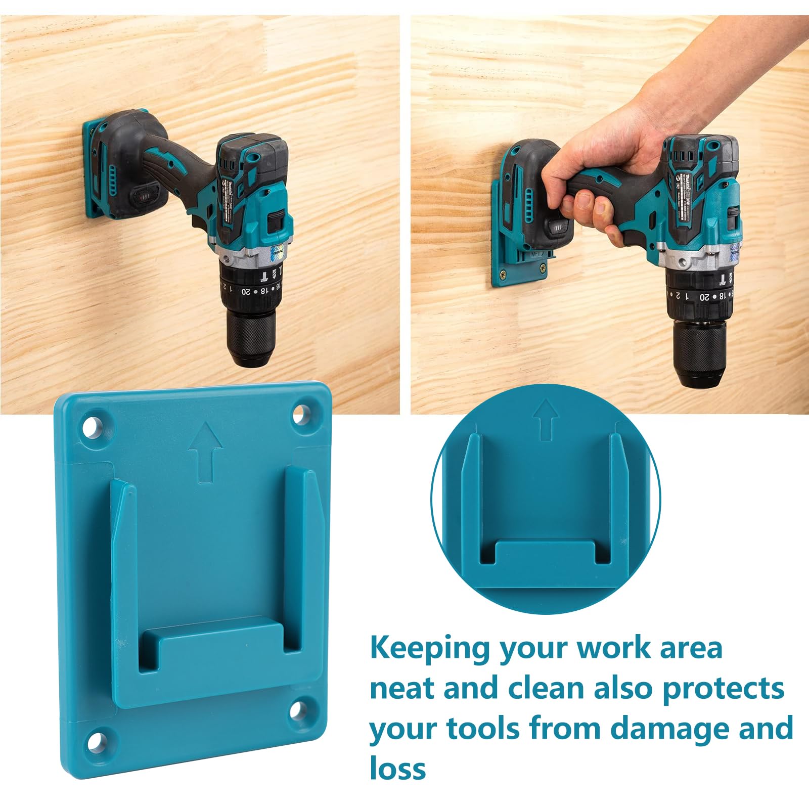 Duronge 8-teiliges Wandhalterungsset Für Makita 18V-Werkzeuge – Mit 32 Schrauben, Aus Robustem ABS-Kunststoff (Blau)