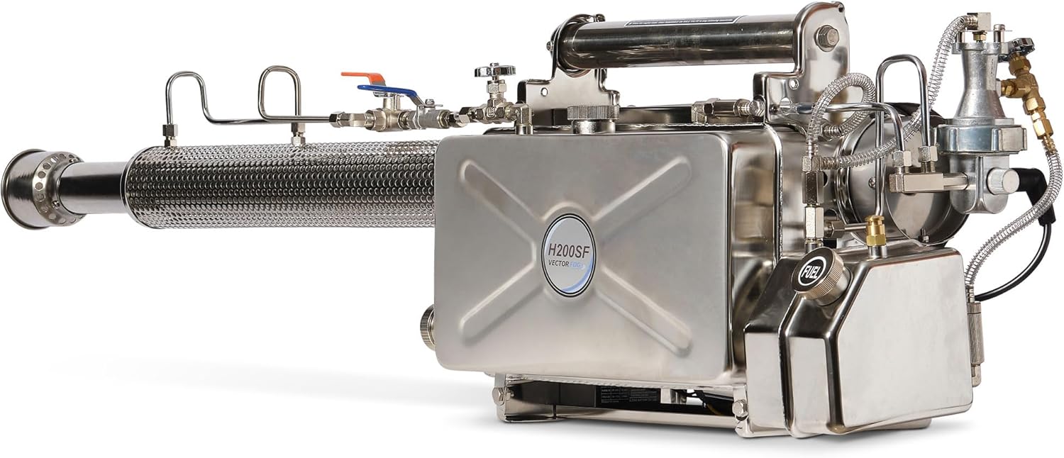 H200SF-SS Thermal Fogger Machine - 110V Electric Chemical Fogger for Outdoor Pest Control - Durable Stainless Steel 6.5L Tank, High Output Nozzle, Portable Dual Inlet Technology Fog Machine