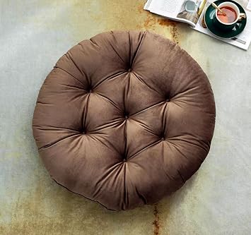 Large Thicken Round Solid Floor Cushion, Solid Color Dutch Velvet Tatami Cushion for Yoga Meditation Living Room Balcony Office OutdoorSize65x65cm25.6x25.6inch,ColorCoffee