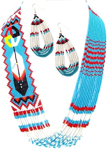 Juego de collar y pendientes hechos a mano con cuentas de semillas