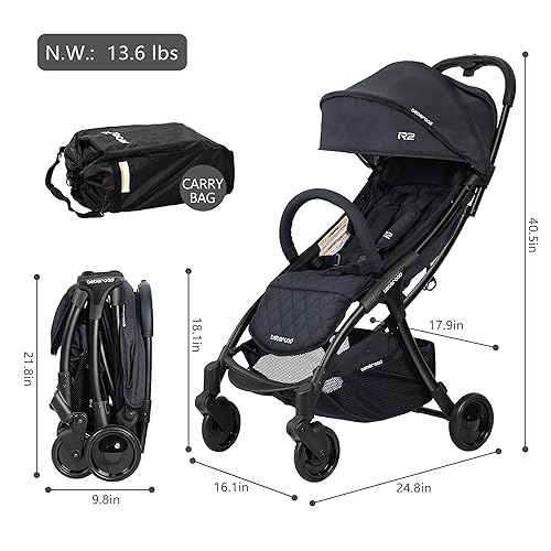 Miniatura 5 de Beberoad Love R2 Cochecito de viaje pequeño, plegable, ligero, cochecito de bebé para avión - Bebé a niño pequeño - Respaldo ajustable, portavasos,