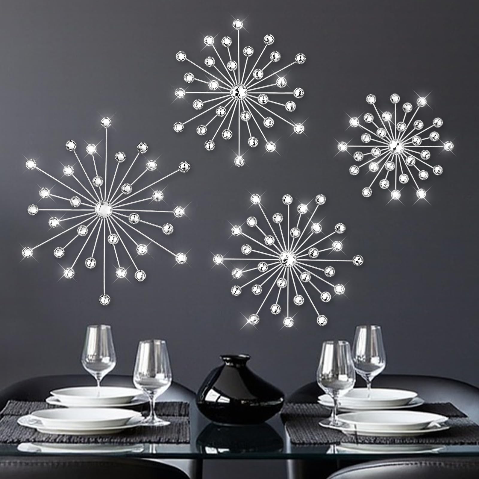 Photo 1 of Limbeuuu Starburst Wall Decor Set, Silver Metal