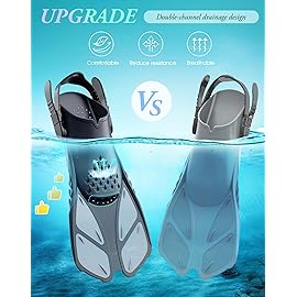 Greatever Snorkel Fins Adjustable Buckles Open Heel Swim Flippers Travel Size Short Swim Fins for Snorkeling Diving Swimming Adult Men Womens