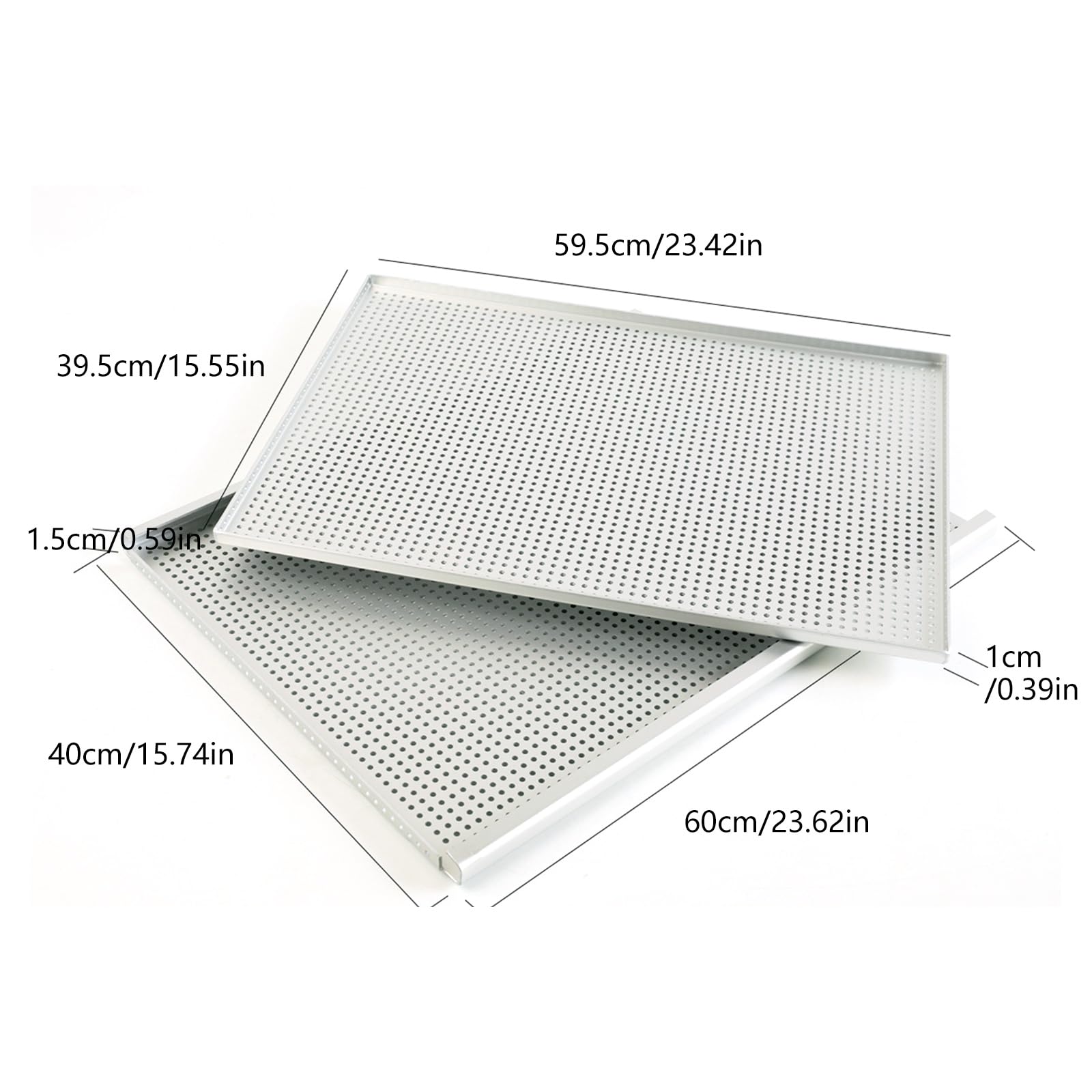 2-teiliges Aluminium-Bräter-Set, 60 x 40 cm, Backblech für Bäckereien, kommerzielle Küche, Backwaren, Essentielles eloxiertes Aluminium-Backblech