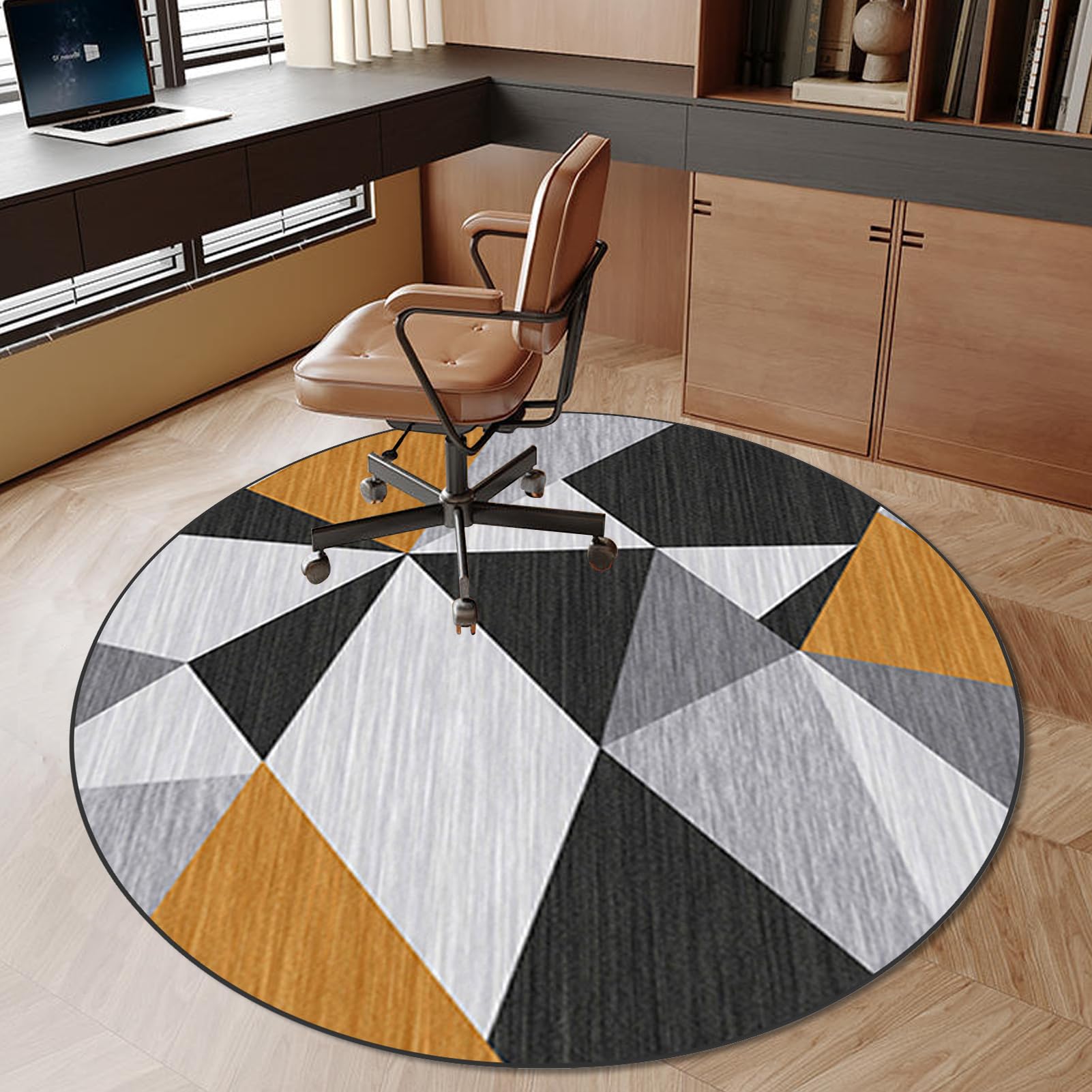 Ruxevnsy Heavy Duty Office Chair Mat for Hardwood Floor, Round Gaming Chair Mat, Carpet Floor Protector Chair Mat, Multi-Purpose Low Pile Desk Chair Mats for Home, Rolling Chair Glides Easily 100 cm