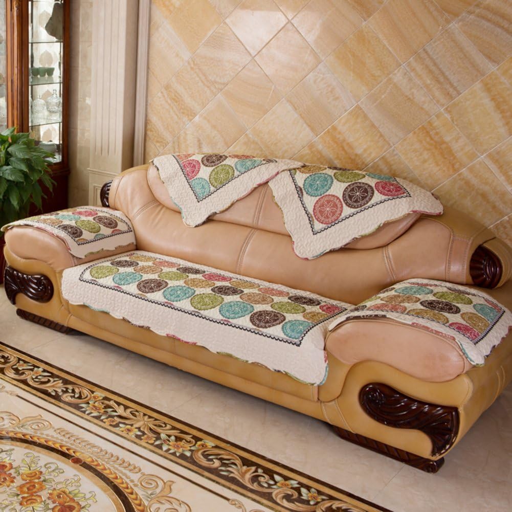 KFHIWUEHPJHD Anti-slip slipcover sofa,Vintage leather sofa cushion cotton fabric couch covers four seasons universal sofa set furniture protector for 1 2 3 4 cushions sofa-A 110x180cm(43x71inch)