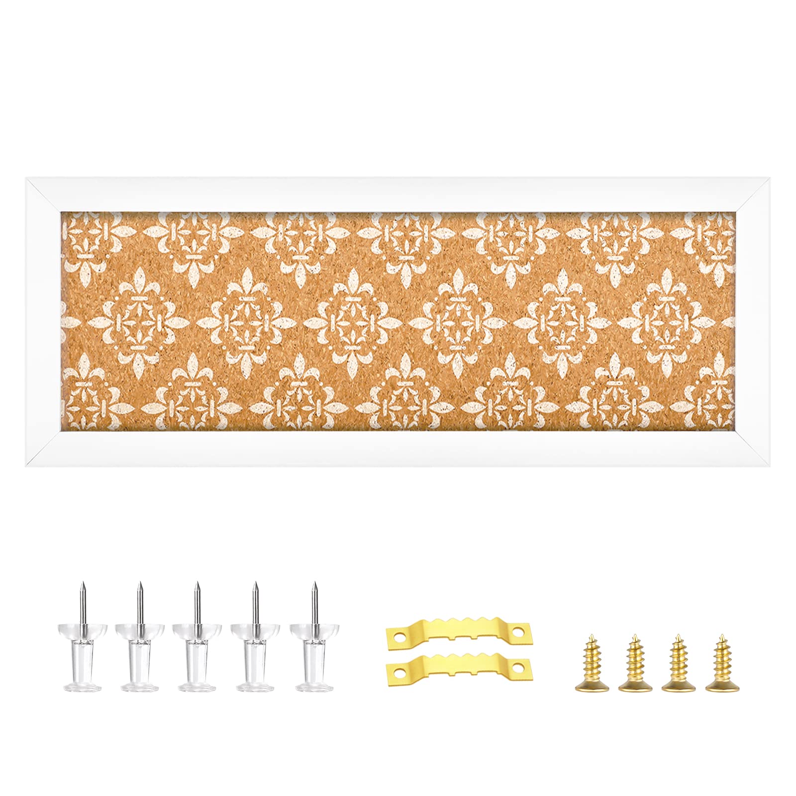 Floral Print Cork Board - White Framed Bulletin Board For Office & Dorm Decor