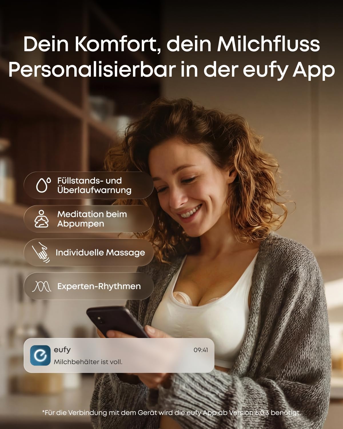 eufy Tragbare Milchpumpe S2 Pro, sanfte Wärmemassage mit HeatFlow™ 2.0 & VibraPump™, Brustwarzen-Licht, App-Steuerung, Füllstandsalarm, kabelloses Ladecase, 7 Tage Akkulaufzeit, freihändiges Abpumpen