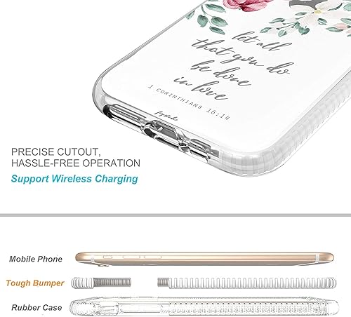Miniatura 5 de Funda compatible con iPhone 11, diseño de rosas rojas y rosadas, versículos de la Biblia, citas cristianas, corintios 16:14, funda protectora suave