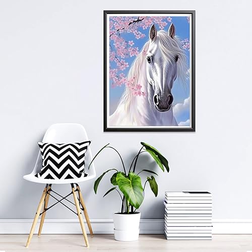 Miniatura 3 de Kit de pintura de diamantes de bricolaje, taladro completo redondo de caballo, animal de arte de diamante 5D para adultos, manualidades de diamantes