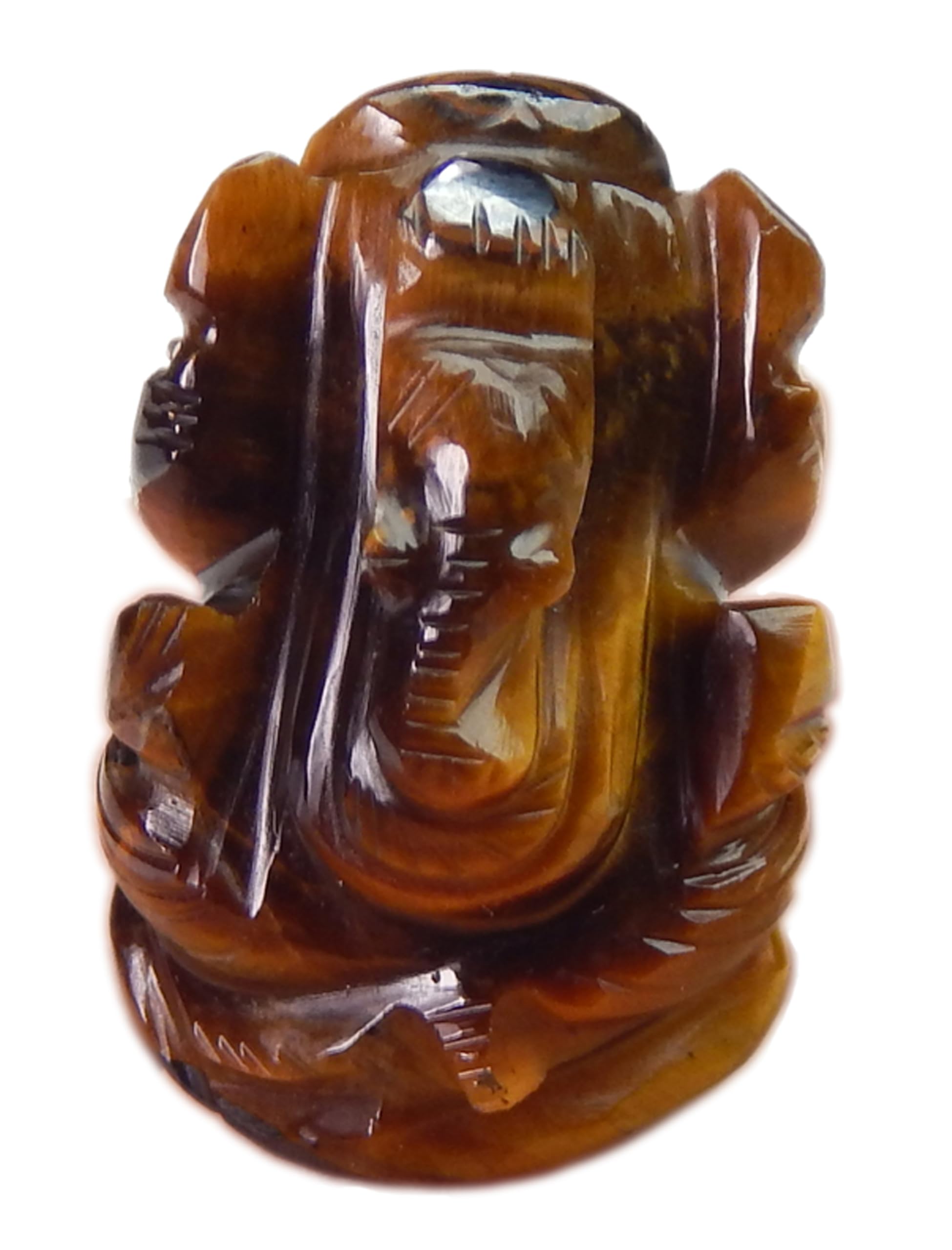 Natural Tiger Eye Stone Ganesha Statue Pocket Ganesh Car Dash Board Handcarved Tiger Eye Ganesh Statue