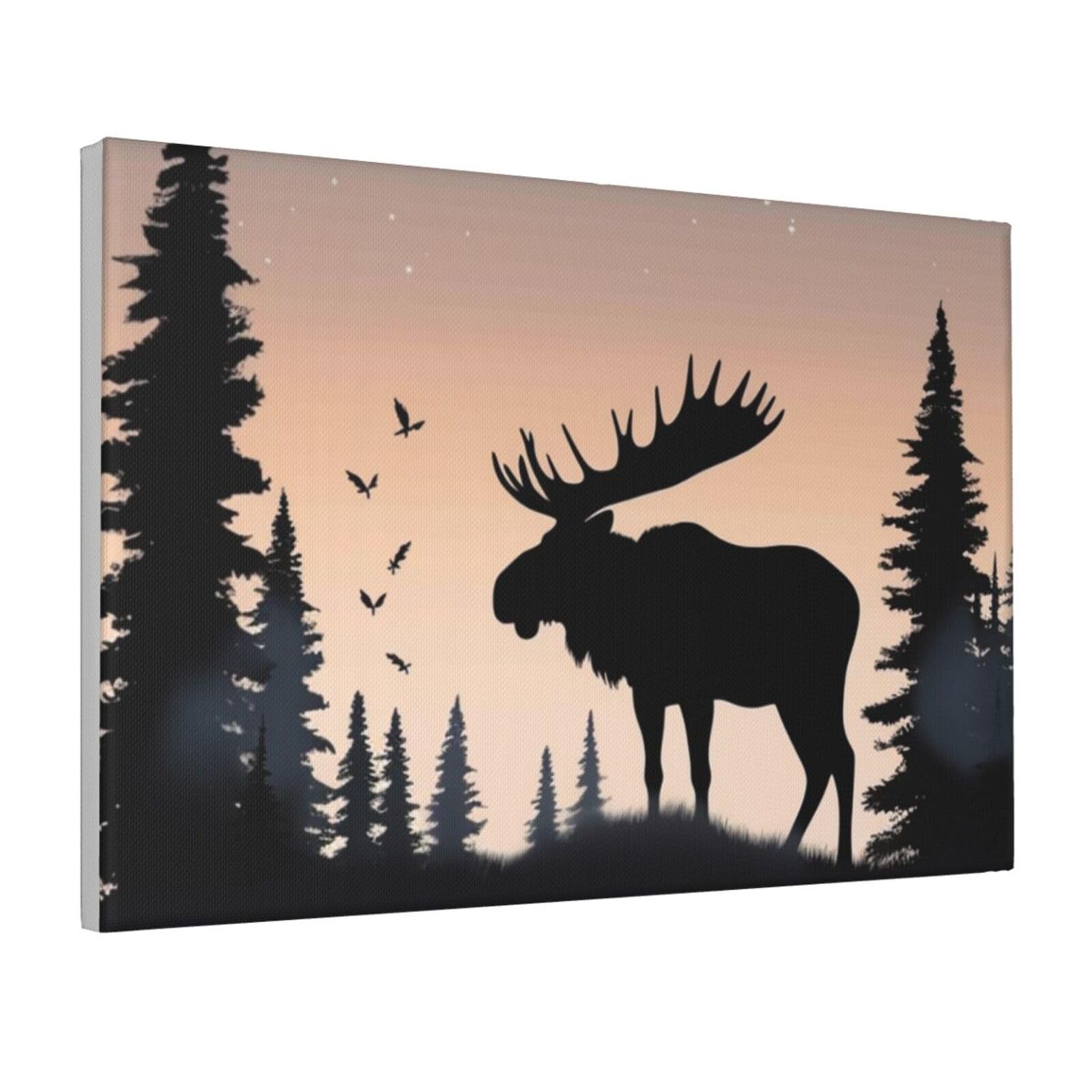 Framed Wall Art for Living Room Art Work, Moose Mountain Pine Tree Picture Prints Modern Office Wall Paintings Poster Aesthetic Wall Decorations for Home Decor Ready To Hang 8"x12"