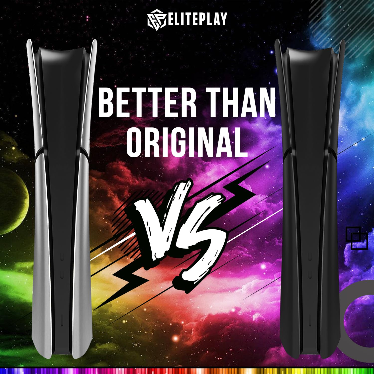 ElitePlay Black PS5 Slim Digital Faceplate con luci a LED prese d'aria di raffreddamento piastra di ricambio Shell accessorio per Playstation 5 Slim Digital Edition