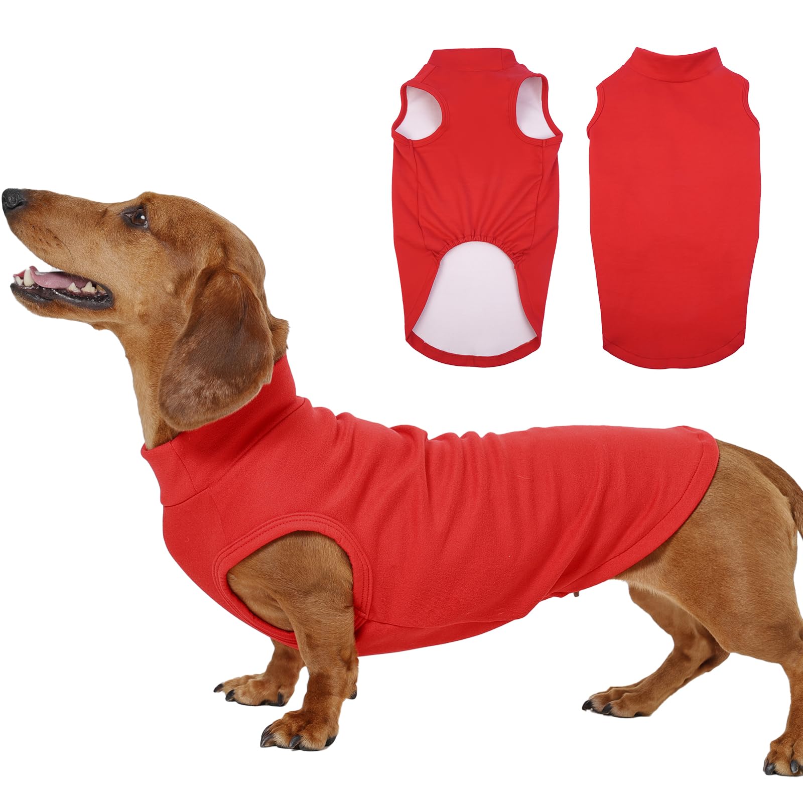 Soft Fleece Dachshund Sweater for Warmth, Red, Small