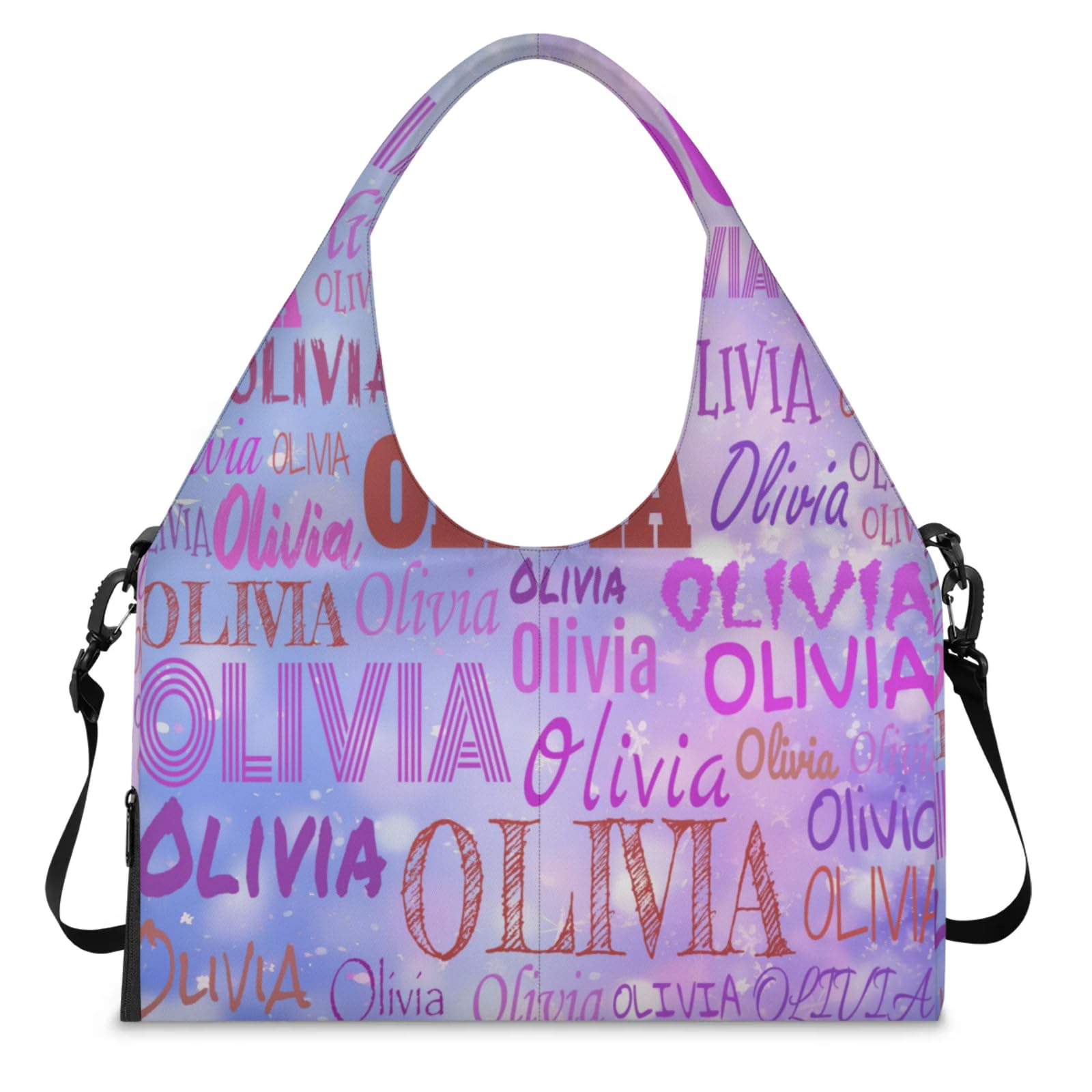 KFNHN Personalized Canvas Tote Bag with Yoga Mat Carrier Strap for Workout, Pilates, Travel, Beach and Gym, Purple Galaxy Universe Background