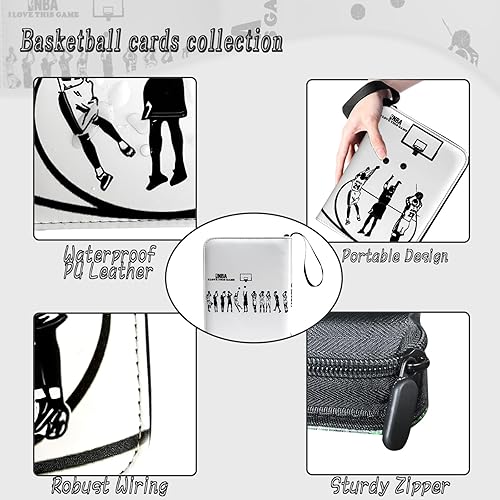 Miniatura 2 de Carpeta de tarjetas de baloncesto  Álbum de tarjetas de intercambio de 4 bolsillos de capacidad para 400 unidades, carpeta con 3 anillos, piel
