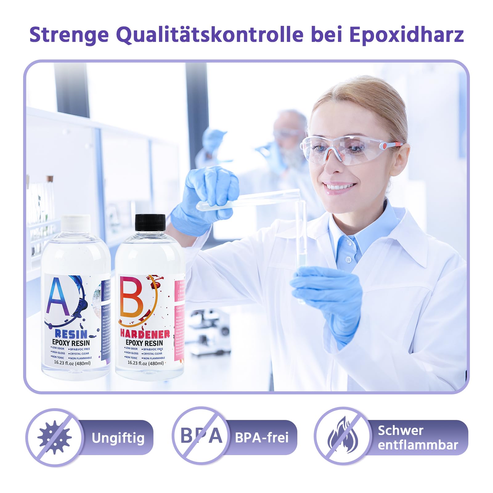 Epoxidharz Set Anfänger 960ml – Kristallklares Gießharz & Härter (1:1 Verhältnis), Blasenfrei & Vergilbungsfrei – Premium Resin Kit für Anfänger, Schmuck, Untersetzer & DIY Kunst – Inkl. Zubehör