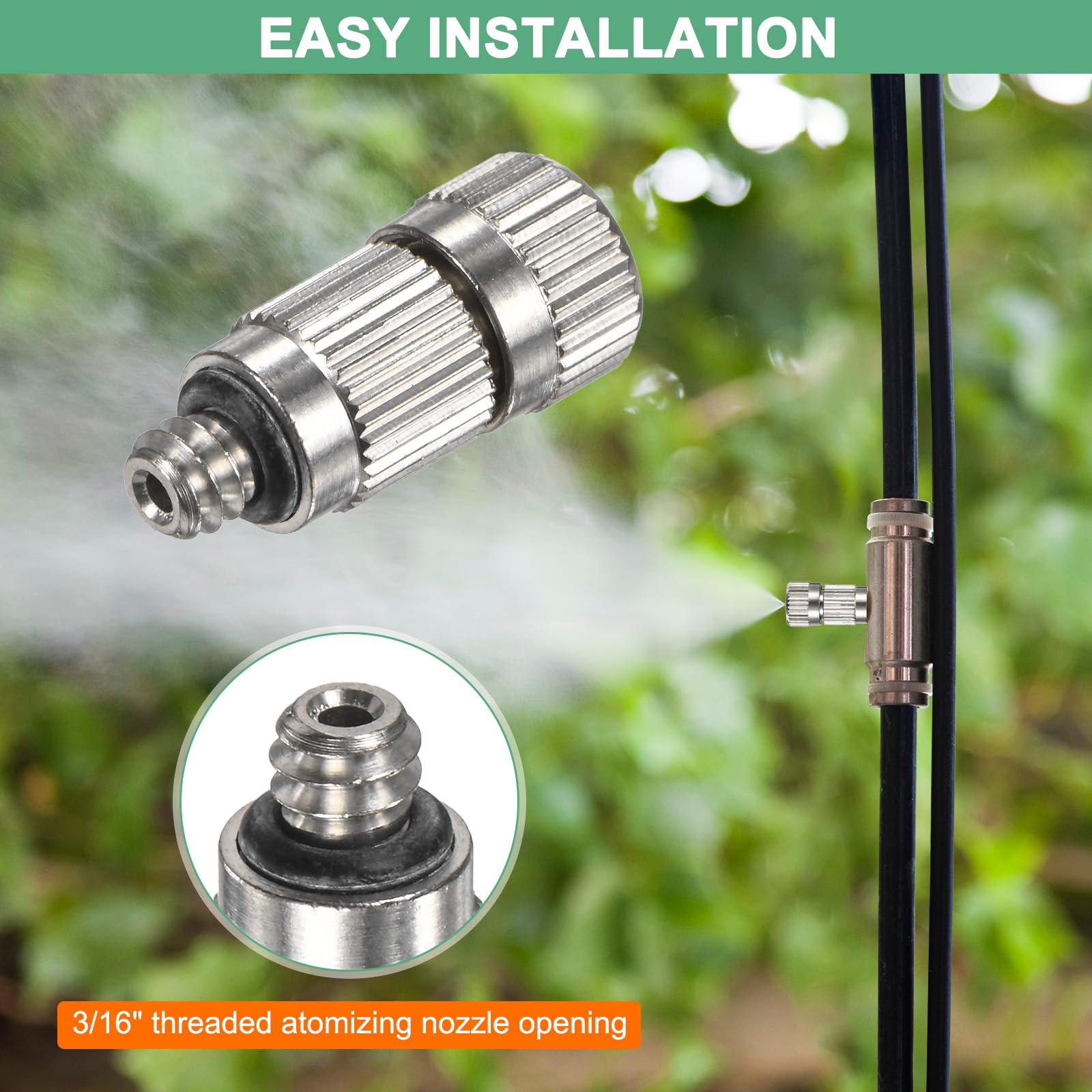 10er-Pack Messing-Sprühdüsen, 0,8 mm Öffnungsdurchmesser. Sprühdüsen aus Messing, Hochdruck-Sprühdüsenkopf für Außenkühlsysteme/Gewächshäuser/Landschaftsbau [3/16" Gewinde]