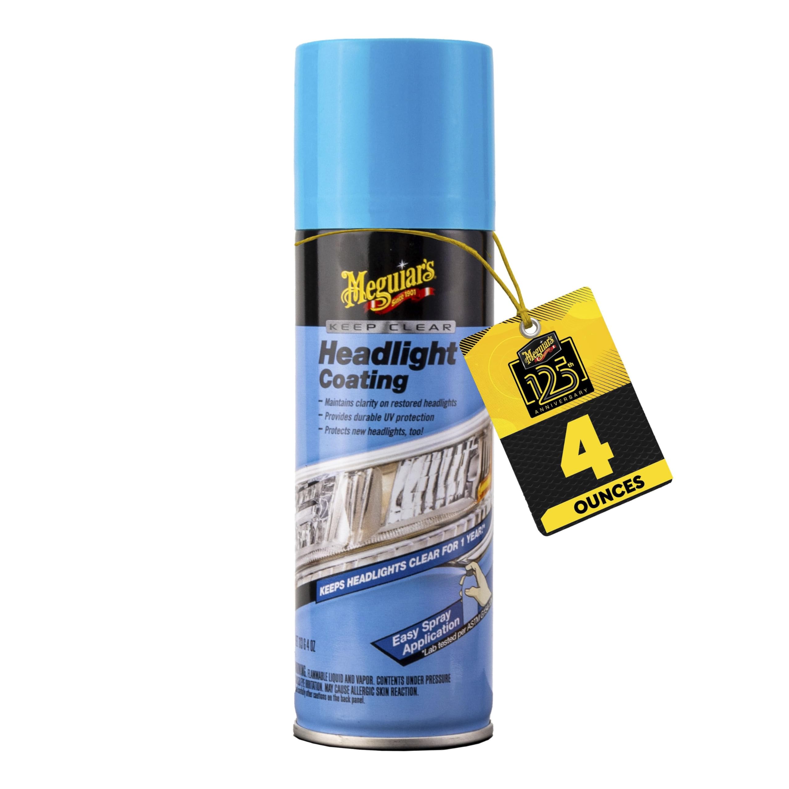 Meguiar's Keep Clear Headlight Coating, Maintain Like-New Clarity of Your Headlights with an Easy-to-Use Formula and UV Protection that Lasts All Year Long, 4 Ounce Aerosol 1 Count (Pack of 1)