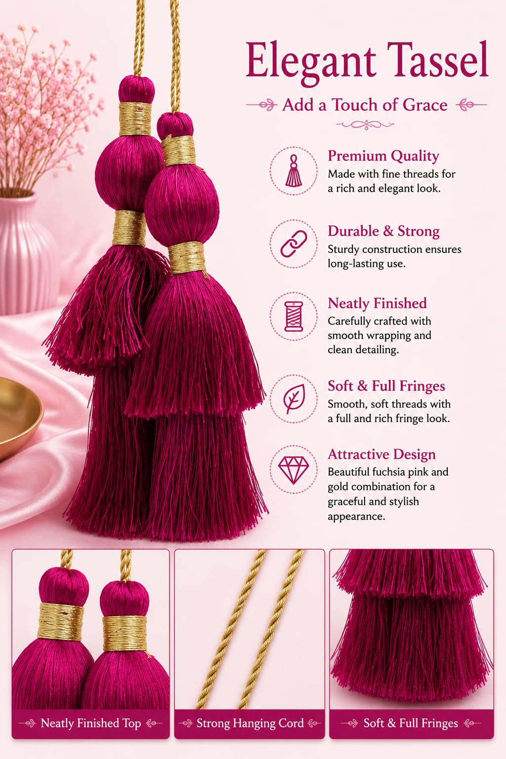 (Colour 16)" Rainbow Tassels: Pack of 12 in 16 Beautiful Colors for Crafting, Home Decor, Fringe Accessories, and Creative Projects 1