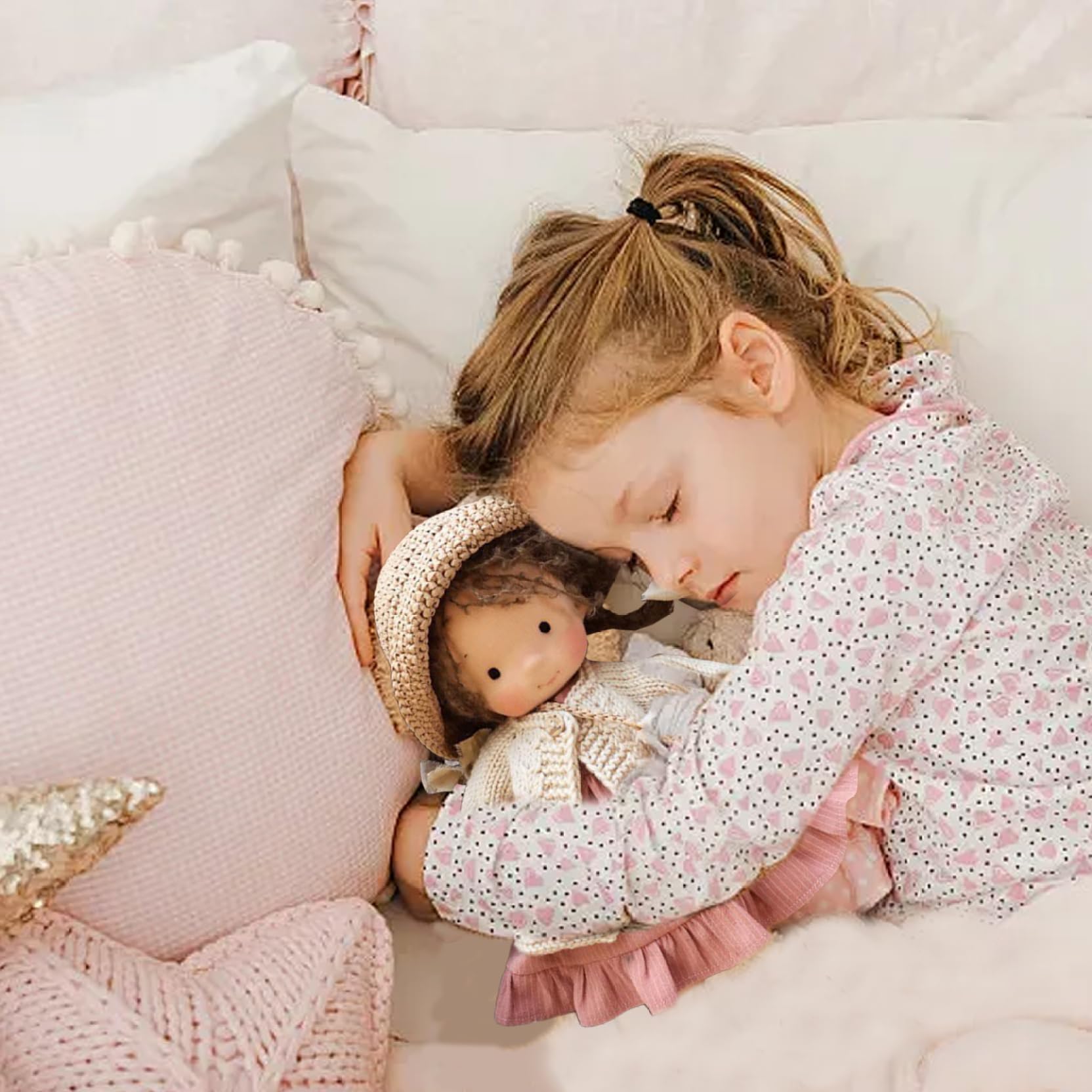 Poupée de chiffon avec boîte 11x2x5 Ragdoll avec chapeau, sac, chaussures et plus de décoration Jouets poupée en peluche mignons pour bébés et tout-petits Idéal anniversaire Noël, poupées migno