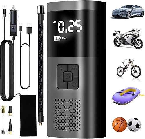 Inflador de neumáticos, compresor de aire portátil, bomba de aire inalámbrica de inflado rápido de 20 segundos, bomba de aire portátil de 150 PSI