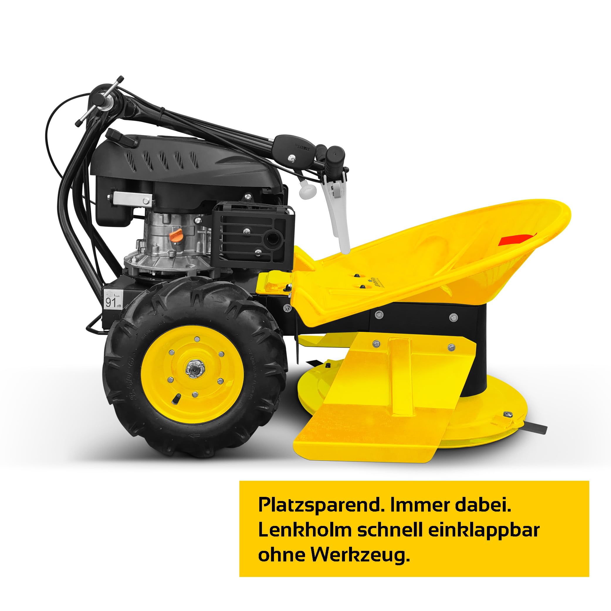 BAMATO Kreiselmäher GS-170 Hochgrasschneider Wiesenmäher 580mm Benzin | Kraftvoller RATO Motor & 580mm Schnittbreite | 4 Klingen | Mit Radantrieb | Ideal für hohes Gras