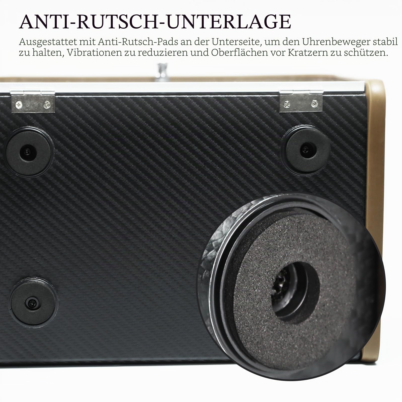 Uhrenbeweger für Automatikuhren, Uhrenbeweger Box für Rolex, Doppelter, Geräuscharmer Japanischer Motor, 4 Rotationsmodi, Blaue Beleuchtung, Netzbetrieb oder 2 AA-Batterien (Nicht Enthalten)