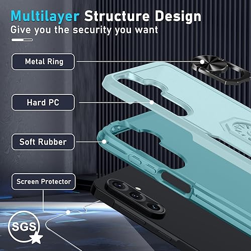 Miniatura 129 de Janmitta Funda compatible con Samsung Galaxy A14 5G con protector de pantalla + protector de lente de cámara, funda resistente de cuerpo completo