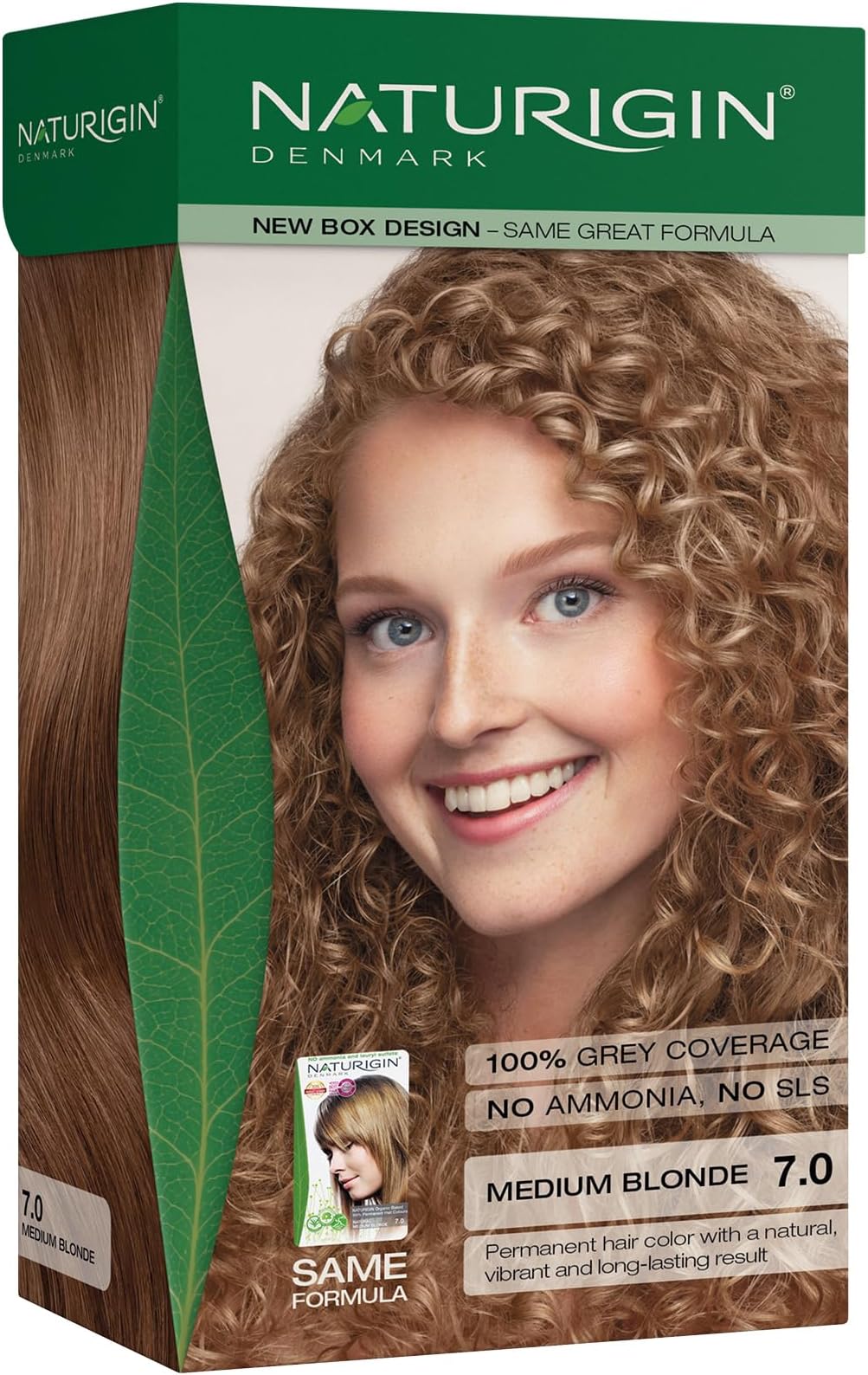 NATURIGIN Medium Blonde Hair Dye 7.0 | Permanent Hair Colour with Natural Ingredients | Ammonia Free | 100% Grey Coverage | Vegan | Neutral Medium Blonde | Natural Shine