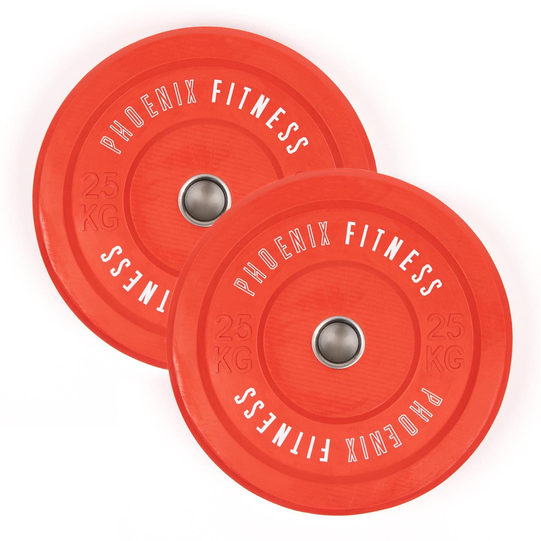 Phoenix Fitness Olympic Bumper Plates - Rubber Weight Plates for Exercise, Strength Training & Barbell Weightlifting for Men & Women at Home or Gym - Weight: 25kg