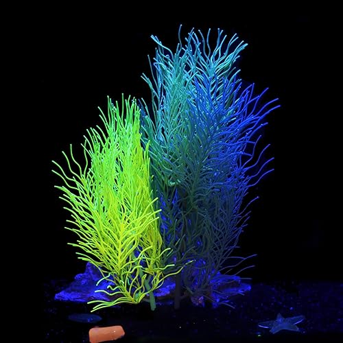 Big-Yellow Aquarium Decor Artificial Plant Glowing Aquatic Plants Silicone Ornament for Fish Tank Landscape Decoration Betta Fish Tank Decor (1 Count)(Big-yellow)