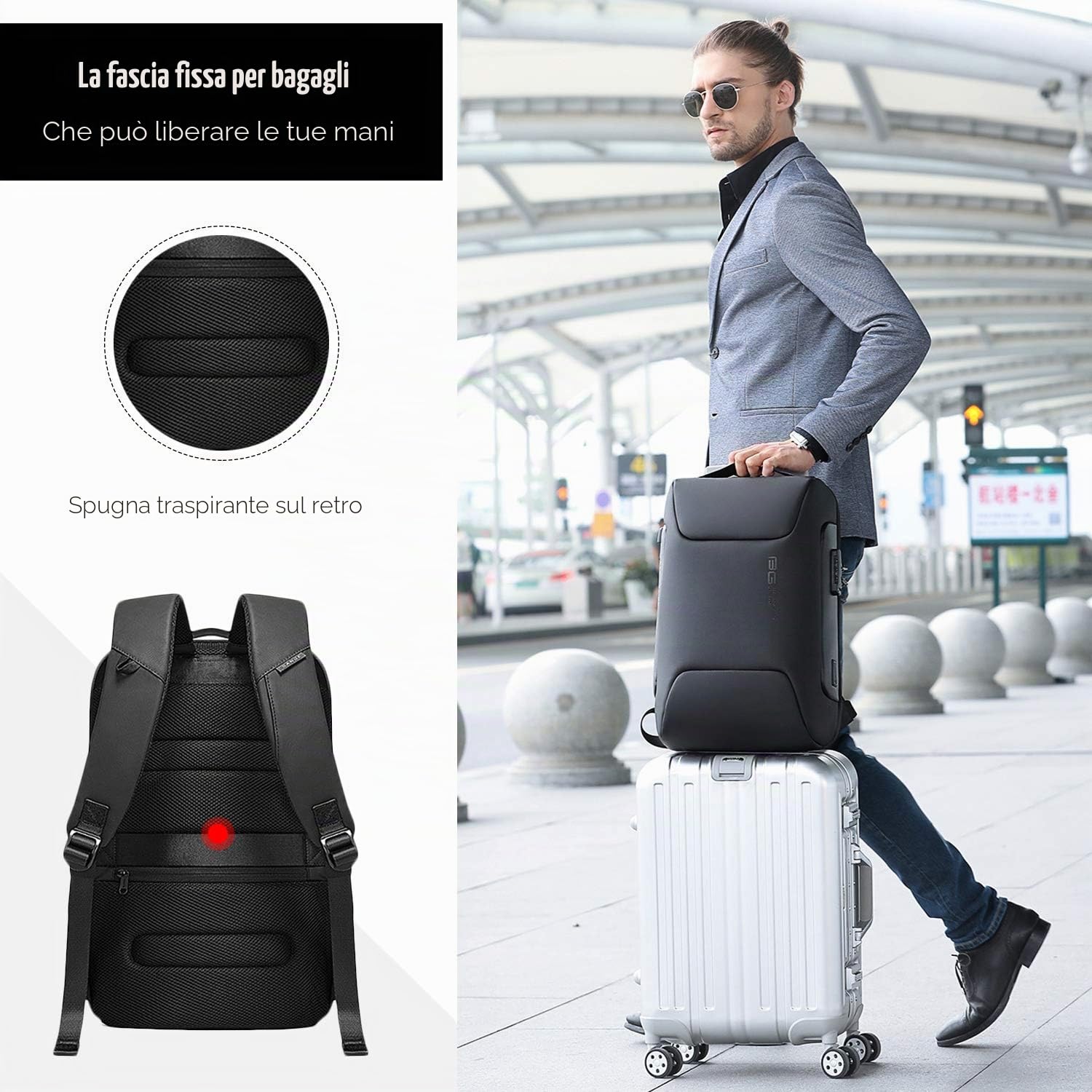 FANDARE Antifurto Zaino Zainetto Scuola con Porta USB Zaino per PC Portatile da Uomo Donna Borsa Universitaria Impermeabile Daypacks per Business Viaggio Lavoro Scuola