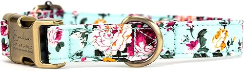 Miniatura 3 de Collar de perro personalizado con nombre y número de teléfono grabado, collar ajustable personalizado para cachorros, collar de algodón orgánico