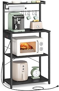 VASAGLE 4-Tier Kitchen Bakers Rack with Power Outlet, 23.6-Inch Wide