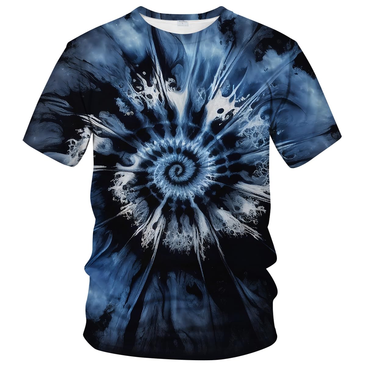 Rasbctk Men's Blue Tie Dye Shirts For Wo, Short Sleeve Tie Dye Shirt, Rainbow Tie Dye T-Shirts Tee, Xxxxl