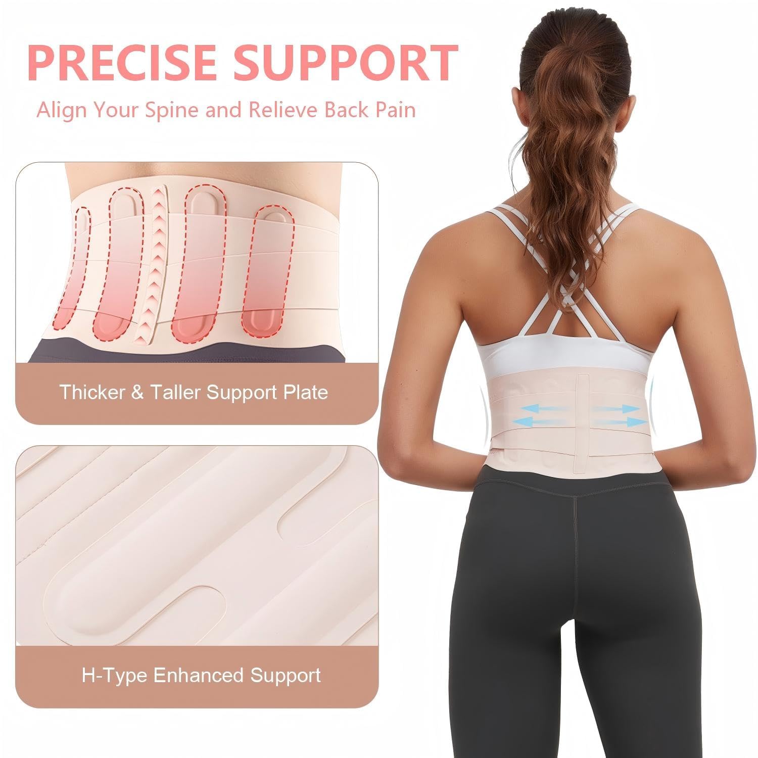 Rückenstützgürtel Ultra-dünner & Unsichtbarer Rückenstützgurt für Damen, Rückengurt Nierengurt Bauchgurt Atmungsaktive Lendenstütze für Alltag, Büro, Sport und Haushalt, Diskret unter Kleidung