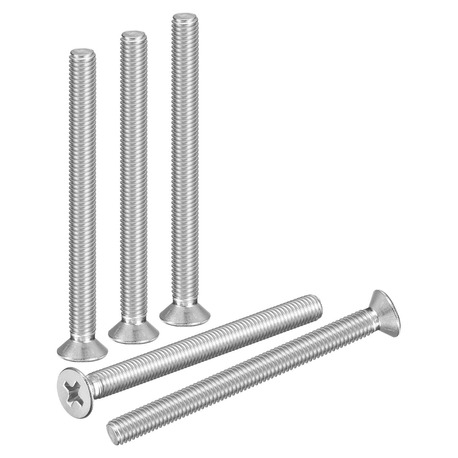 DTGN M5-0.8x65 Phillips Countersunk Head Bolt - 12pcs - Good for Outdoor Machinery Fastening Maintenance - 304 Stainless Steel Flat Head Machine Screw Bolt - Silver Color