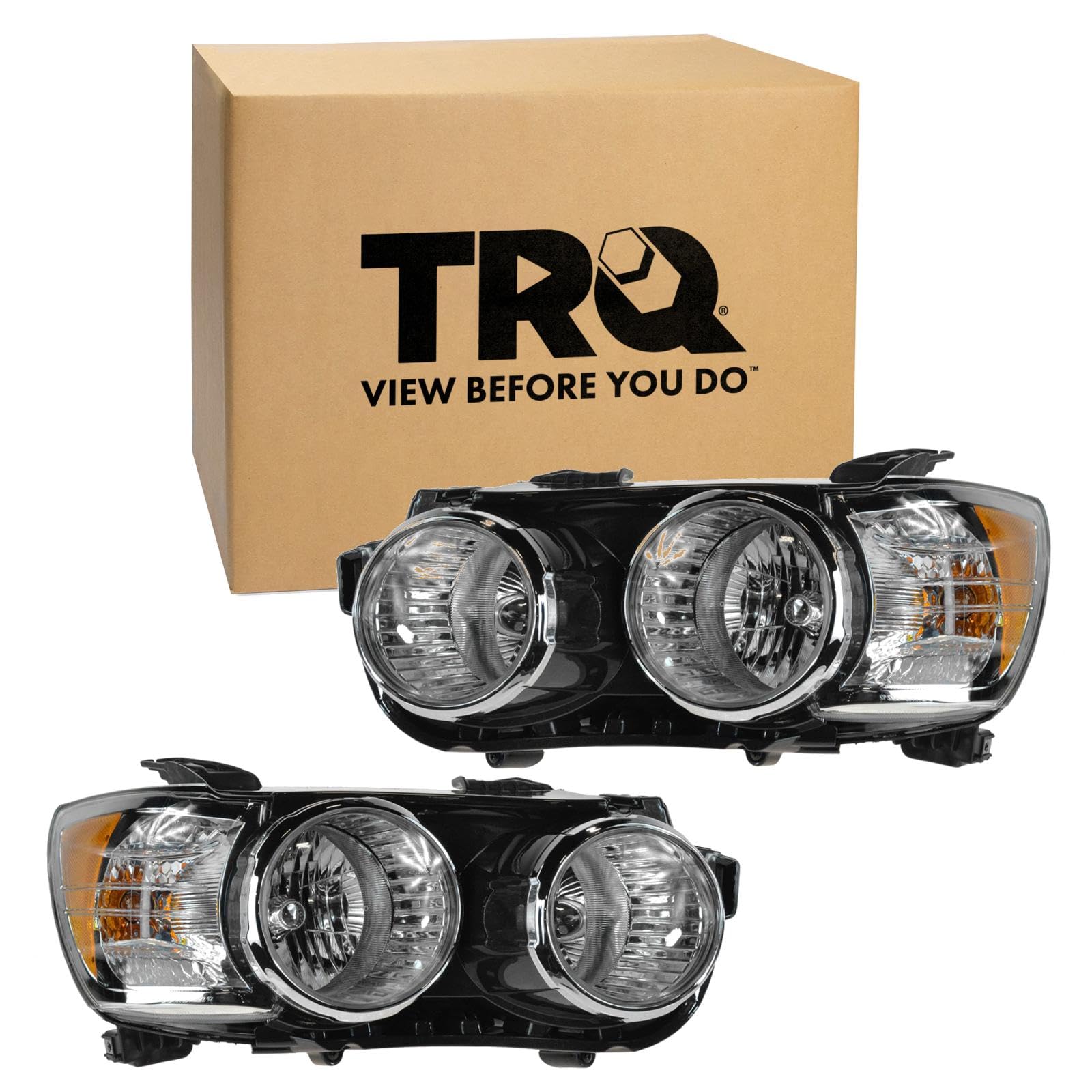 TRQ 2 Piece Headlight Assembly Set Driver &amp; Passenger Side Compatible with Chevrolet Sonic 2012-2015 GM2502359 GM2503359 96830971 96830972