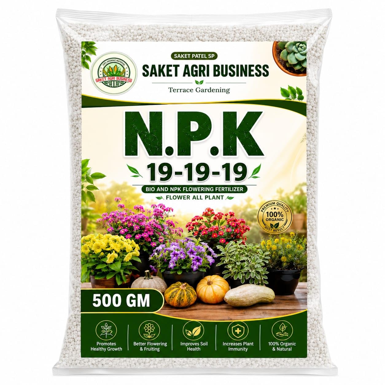 NPK 19-19-19 Water Soluble Fertilizer 500g for All Plants | Flowering & Fruiting Plant Food-image-5
