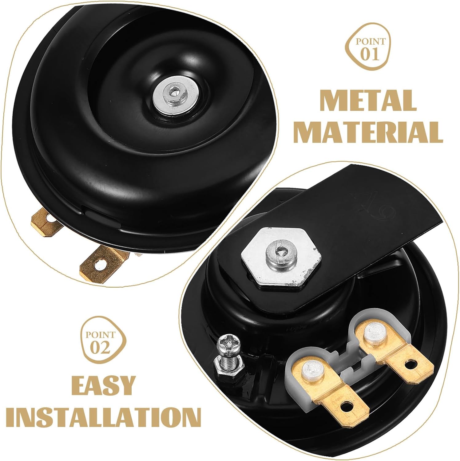Loud Motorcycle Horn Metal Black Warning Signal for Bike Use