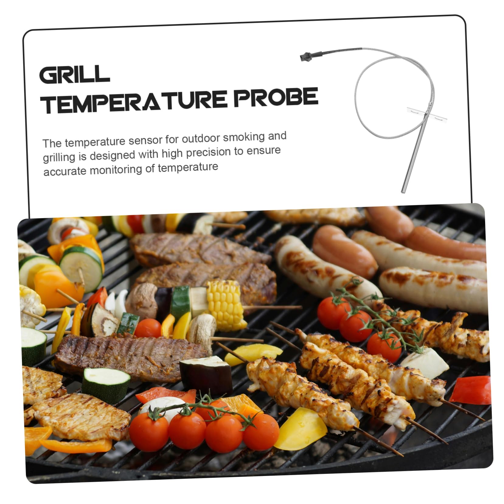 Sosoport 3 Sätze Temperatursensor Maschine Kochen Grills Fleisch Zubehör Smoker-Grill-Temperaturfühler Temperaturfühler für Räucherofen Rostfreier Stahl Silver