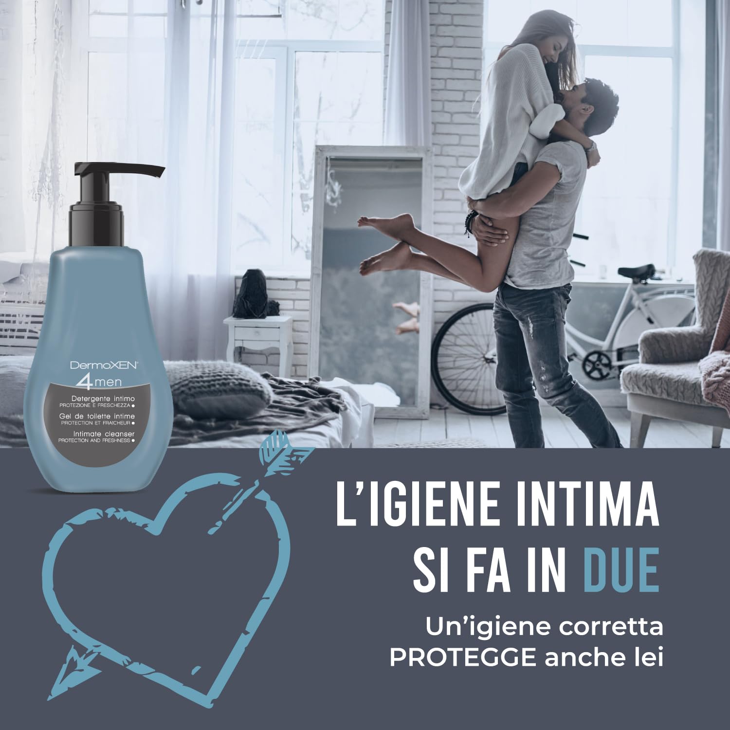 DERMOXEN Detergente Intimo Uomo - Sapone Intimo Antibatterico 125ml | Antiodore delicato e Rinfrescante con Mentolo e Fibre Prebiotiche. Uso Quotidiano, Ph Fisiologico. Igiene Intima Maschile